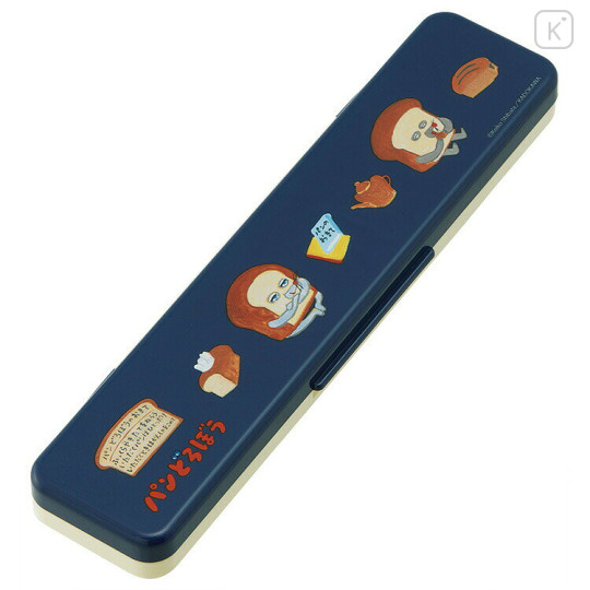 Japan Bread Thief Chopsticks 18cm & Spoon with Case - Navy White - 3