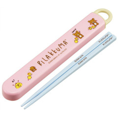 Japan San-X Chopsticks 16.5cm with Case - Kiiroitori & Rilakkuma : Relax Pink