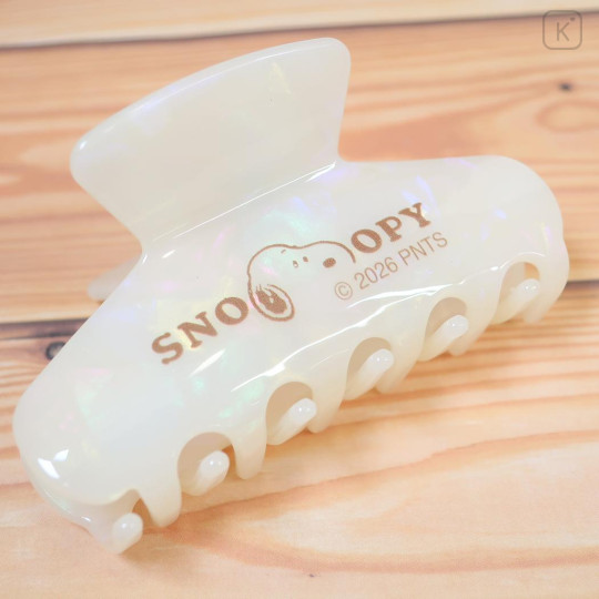 Japan Peanuts Hair Claw Clip - Snoopy : Pearl Marble Ivory - 3