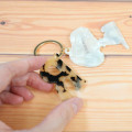 Japan Peanuts Acrylic Keychain 2 Charm - Snoopy : Pearl Marble Leopard Alphabet R - 2