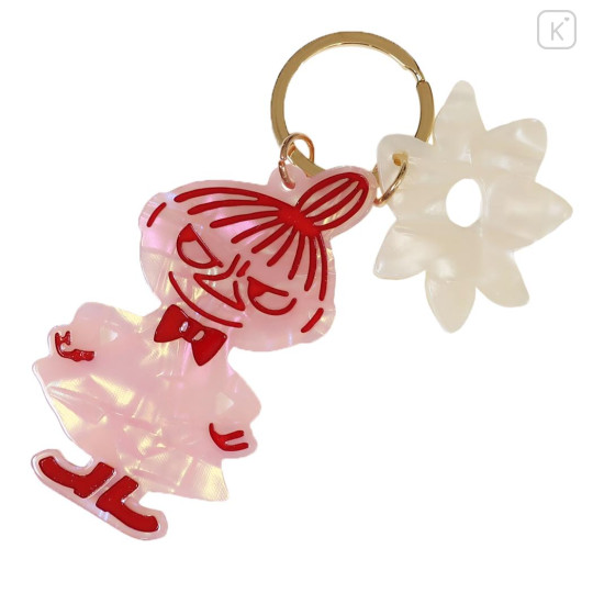 Japan Moomin Acrylic Keychain 2 Charm - Little My : Pearl Marble Flower - 1