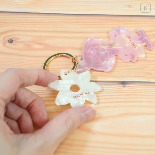 Japan Moomin Acrylic Keychain 2 Charm - Little My : Pearl Marble Flower - 2