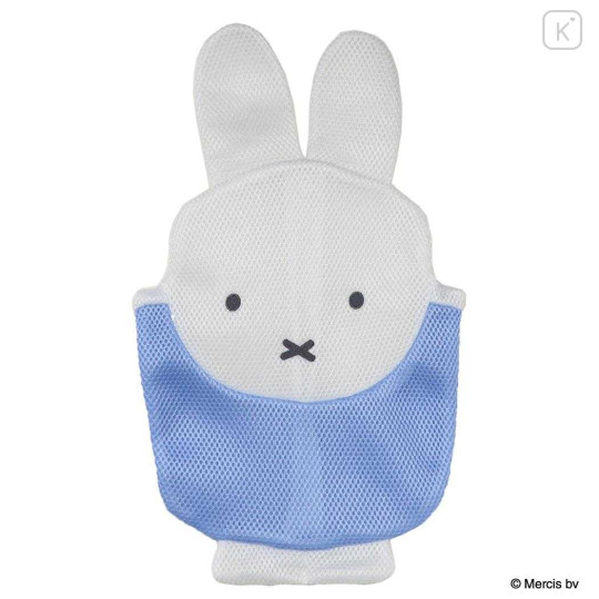 Japan Miffy Mesh Cosmetic Pouch - Miffy : Big Motif Blue Dress - 1