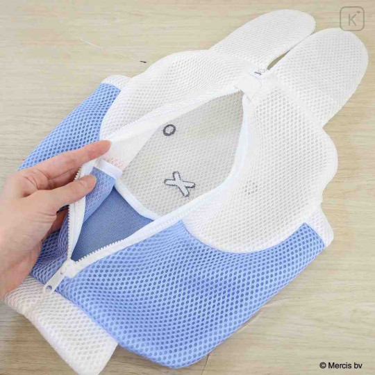 Japan Miffy Mesh Cosmetic Pouch - Miffy : Big Motif Blue Dress - 3