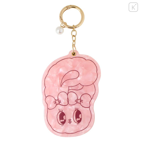Japan Esther Bunny Mirror Keychain Bag Charm - Pearl Marble Pink - 1