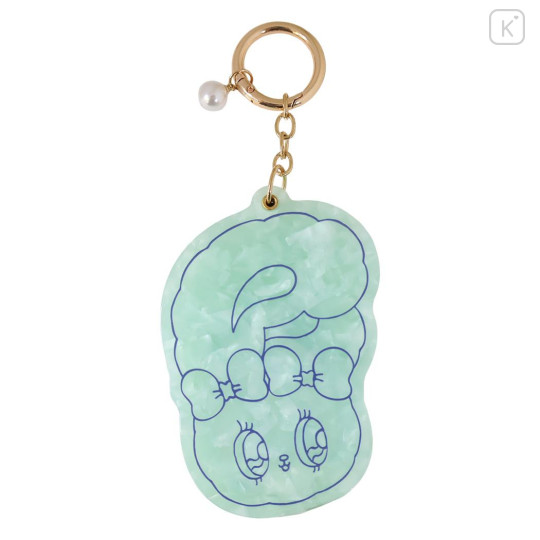 Japan Esther Bunny Mirror Keychain Bag Charm - Pearl Marble Blue - 1