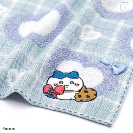 Japan Chiikawa Mini Towel Handkerchief - Hachiware : Chocolate & Cookie Blue - 2