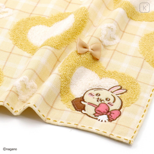 Japan Chiikawa Mini Towel Handkerchief - Usagi : Chocolate & Cookie Yellow - 2