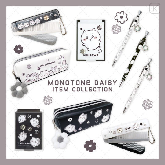 Japan Chiikawa Folding Brush & Comb - Chiikawa : Monotone Daisy - 2