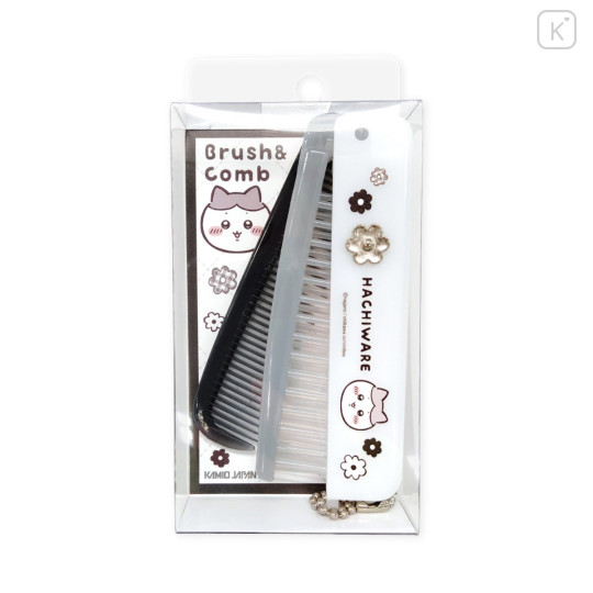 Japan Chiikawa Folding Brush & Comb - Hachiware : Monotone Daisy - 3