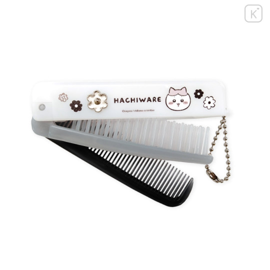 Japan Chiikawa Folding Brush & Comb - Hachiware : Monotone Daisy - 4