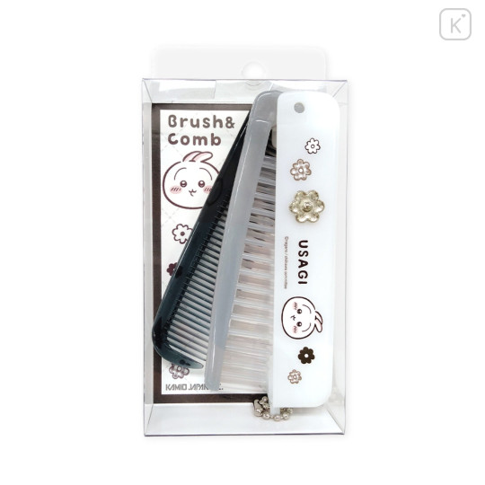 Japan Chiikawa Folding Brush & Comb - Usagi : Monotone Daisy - 1