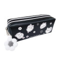Japan Chiikawa Twin Zipper Pen Case - Chiikawa : Monotone Daisy Black - 1