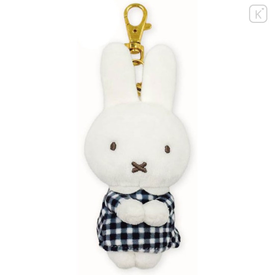 Japan Miffy Chokkorisan Key Charm Mascot - Miffy : Gingham Black - 1