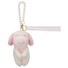 Japan Peanuts Chokkorisan Key Charm Mascot - Snoopy : White & Strawberry Cacao