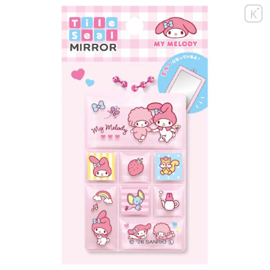 Japan Sanrio Tile Seal Mirror - My Melody & My Sweet Piano - 1