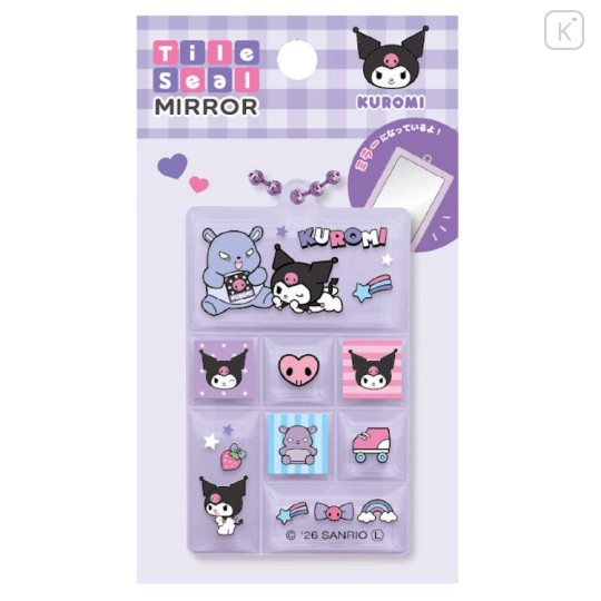 Japan Sanrio Tile Seal Mirror - Kuromi - 1