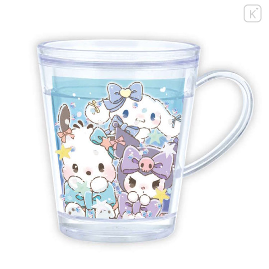 Japan Sanrio Wobbly Glitter Cup - Cinnamoroll & Kuromi & Pochacco : Ribbon - 1