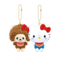 Japan Monchhichi × Sanrio Magnetic Mascot Keychain - Hello Kitty & Monchhichi-kun - 1