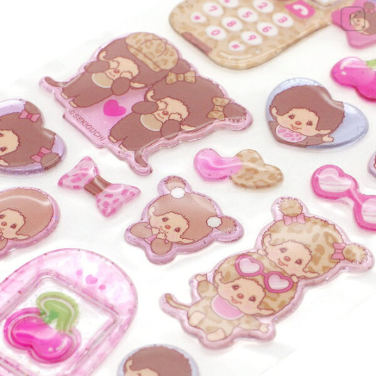 Japan Monchhichi Heisei Happy Phone Sticker - Monchhichi-chan & Monchhichi-kun : Leopard - 2