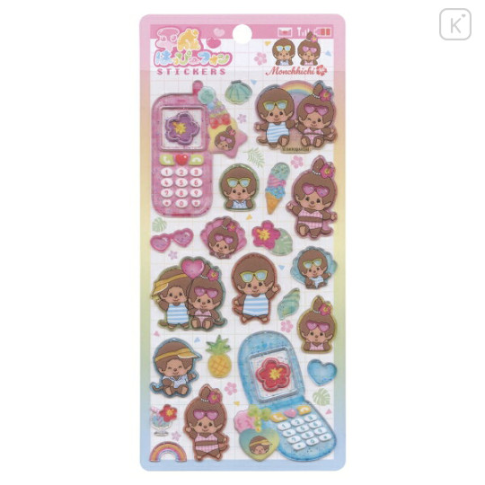Japan Monchhichi Heisei Happy Phone Sticker - Monchhichi-chan & Monchhichi-kun : Summer - 1