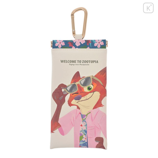 Japan Disney Store Mini Squeeze Pinch Pouch with Carabiner - Zootopia : Nick Wilde Tropical - 1