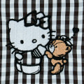 Japan Sanrio Flat Pouch - Hello Kitty & Tiny Chum : Grid Black - 2