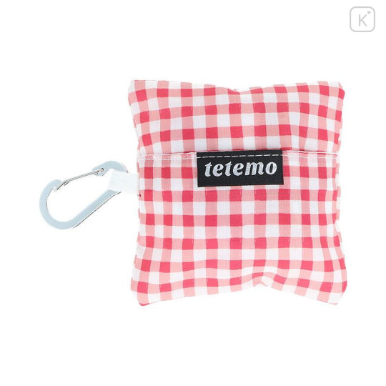 Japan Sanrio Tetemo Eco Bag - Hello Kitty & Tiny Chum : Grid Red - 4