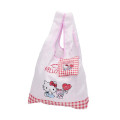 Japan Sanrio Tetemo Eco Bag - Hello Kitty & Tiny Chum : Grid Red - 5