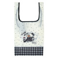 Japan Sanrio Tetemo Eco Bag - Hello Kitty & Tiny Chum : Grid Black - 2