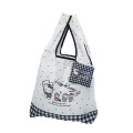 Japan Sanrio Tetemo Eco Bag - Hello Kitty & Tiny Chum : Grid Black - 5