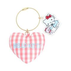 Japan Sanrio Cushion Key Charm - Hello Kitty & Tiny Chum : Grid Red