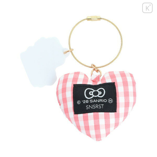 Japan Sanrio Cushion Key Charm - Hello Kitty & Tiny Chum : Grid Red - 2