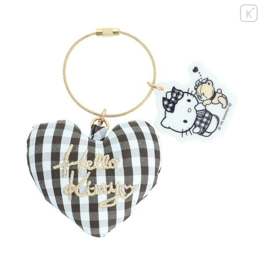 Japan Sanrio Cushion Key Charm - Hello Kitty & Tiny Chum : Grid Black - 1