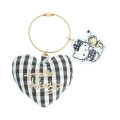 Japan Sanrio Cushion Key Charm - Hello Kitty & Tiny Chum : Grid Black - 1
