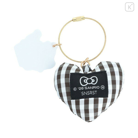 Japan Sanrio Cushion Key Charm - Hello Kitty & Tiny Chum : Grid Black - 2