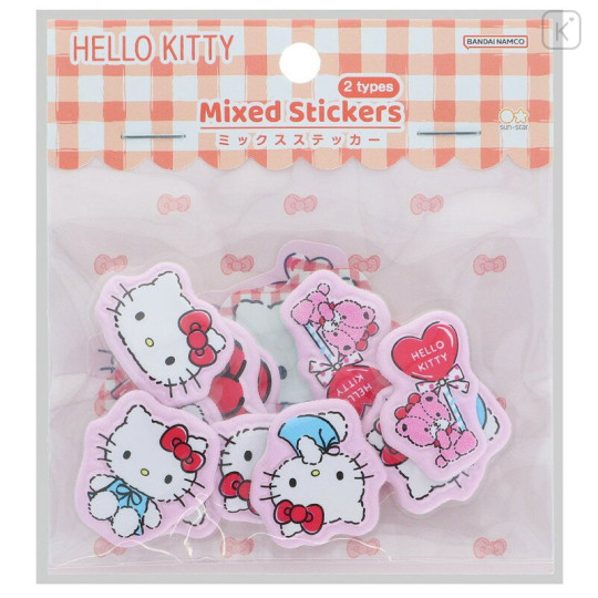 Japan Sanrio Mixed Stickers - Hello Kitty & Tiny Chum : Grid Red - 1