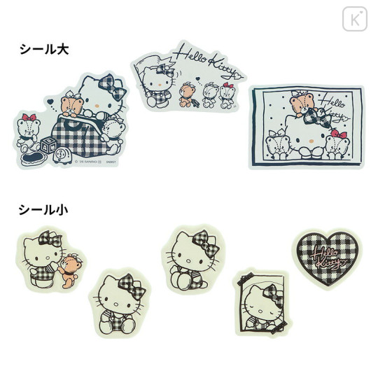Japan Sanrio Mixed Stickers - Hello Kitty & Tiny Chum : Grid Black - 2