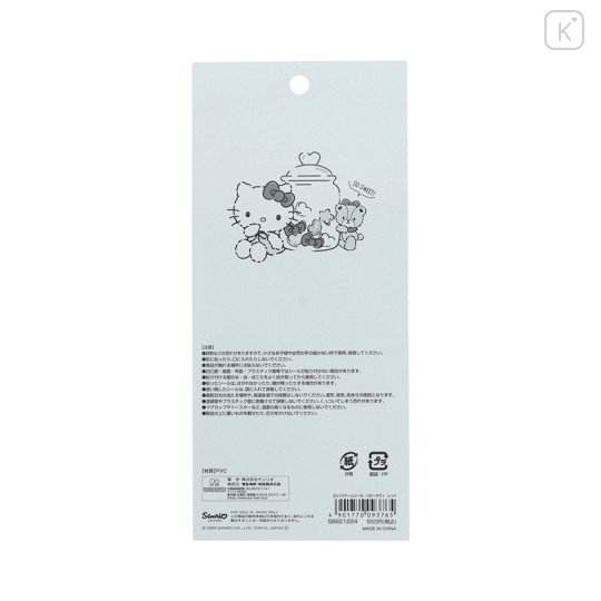 Japan Sanrio Puffy Dome Sticker - Hello Kitty & Tiny Chum : Grid Red - 2