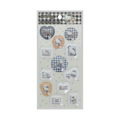 Japan Sanrio Puffy Dome Sticker - Hello Kitty & Tiny Chum : Grid Black