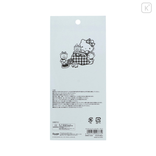 Japan Sanrio Puffy Dome Sticker - Hello Kitty & Tiny Chum : Grid Black - 2