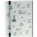 Japan Sanrio 5 Pockets A4 Clear File with Elastic Band - Hello Kitty & Tiny Chum : Grid Black - 2