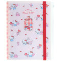 Japan Sanrio 5 Pockets A4 Clear File with Elastic Band - Hello Kitty & Tiny Chum : Grid Red - 1