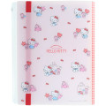 Japan Sanrio 5 Pockets A4 Clear File with Elastic Band - Hello Kitty & Tiny Chum : Grid Red - 2