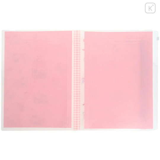 Japan Sanrio 5 Pockets A4 Clear File with Elastic Band - Hello Kitty & Tiny Chum : Grid Red - 3