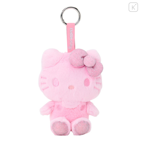 Japan Sanrio Fluffy Glitter Mascot Holder - Hello Kitty : Pink - 1