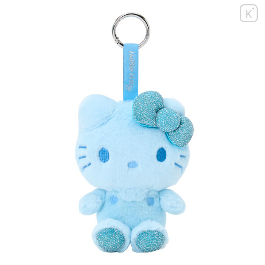 Japan Sanrio Fluffy Glitter Mascot Holder - Hello Kitty : Blue - 1
