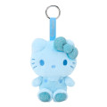 Japan Sanrio Fluffy Glitter Mascot Holder - Hello Kitty : Blue - 1