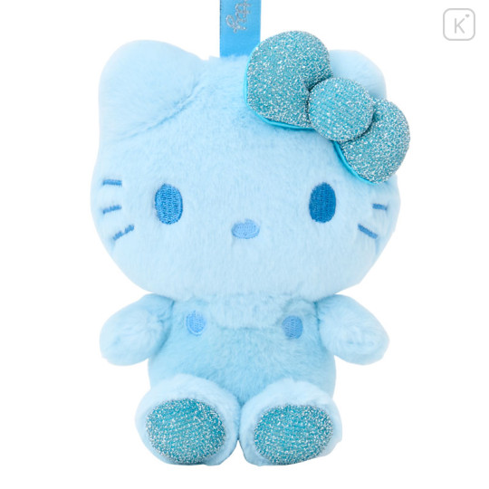 Japan Sanrio Fluffy Glitter Mascot Holder - Hello Kitty : Blue - 2