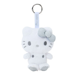 Japan Sanrio Fluffy Glitter Mascot Holder - Hello Kitty : White